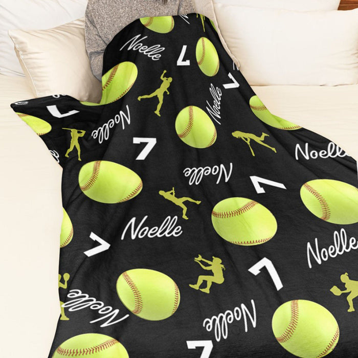 GeckoCustom Personalized Custom Softball Collage Blanket H531