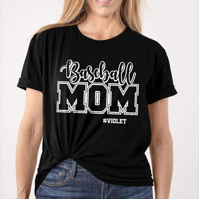 GeckoCustom Personalized Custom T Shirt, Baseball Gift, Baseball Mom Women T Shirt / Black Color / S