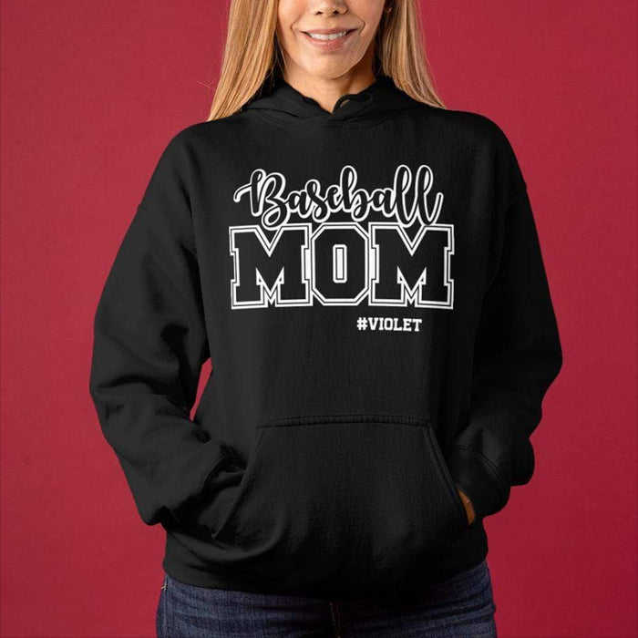 GeckoCustom Personalized Custom T Shirt, Baseball Gift, Baseball Mom Pullover Hoodie / Black Colour / S