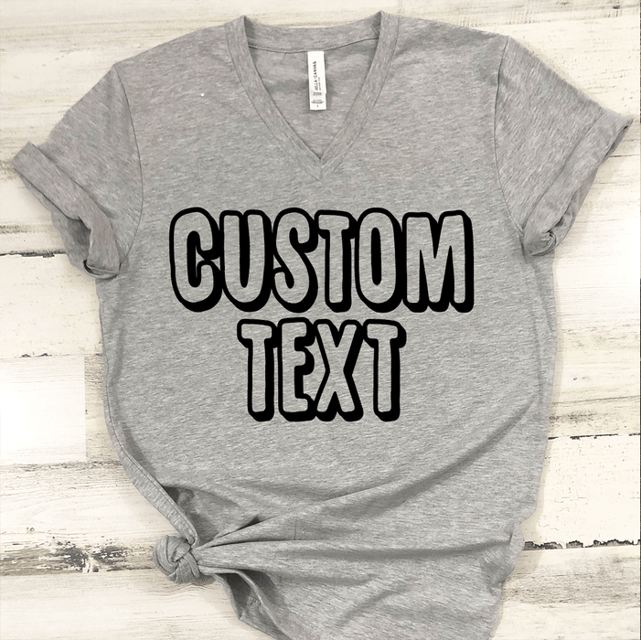 GeckoCustom Personalized Custom T Shirt, Bright Apparel For Women, Custom Text Women V-Neck T Shirt / V Sport Grey / S