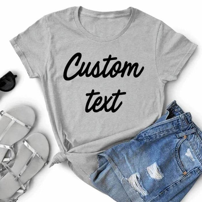 GeckoCustom Personalized Custom T Shirt, Bright Apparel For Women & Men, Custom Text Women T Shirt / Sport Grey Color / S