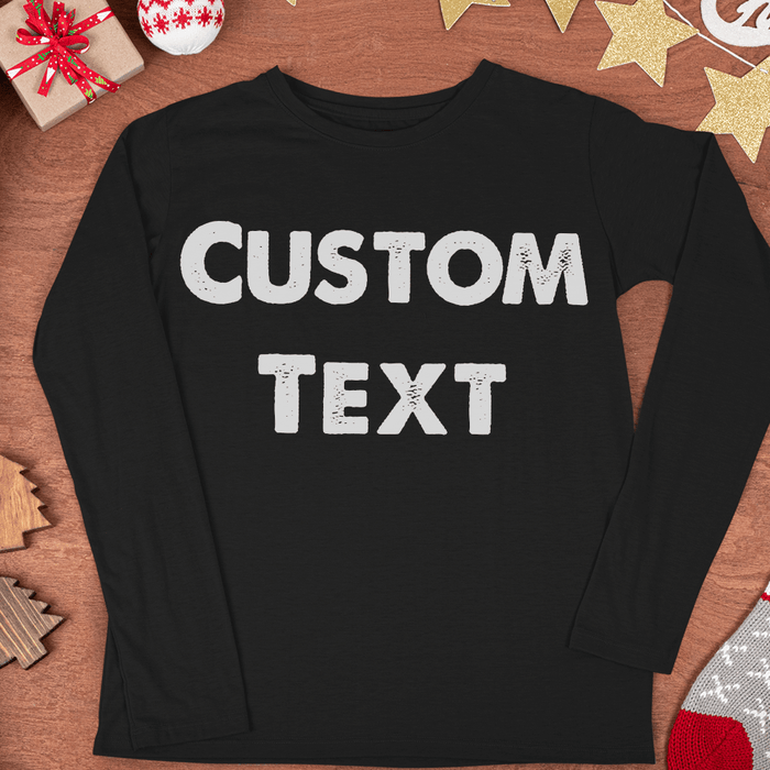 GeckoCustom Personalized Custom T Shirt, Dark Apparel For Men, Custom Text Long Sleeve / Colour Black / S