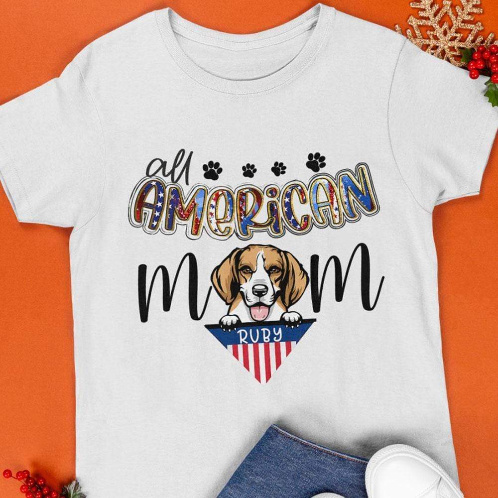GeckoCustom Personalized Custom T Shirt, Dog Lover Gift, 4th Of July Gift, All American Mom