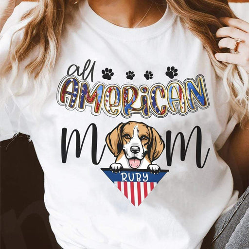 GeckoCustom Personalized Custom T Shirt, Dog Lover Gift, 4th Of July Gift, All American Mom