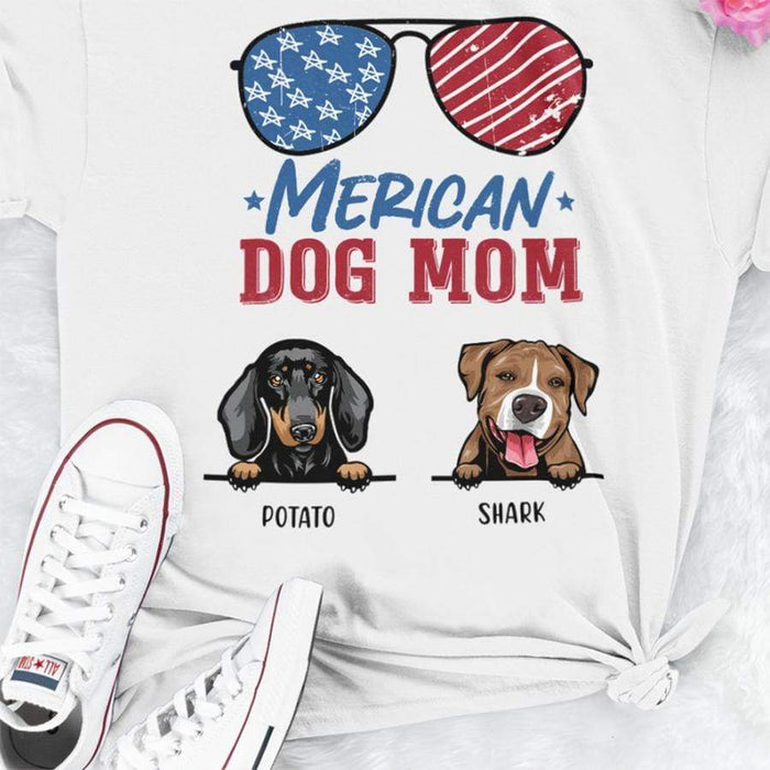GeckoCustom Personalized Custom T Shirt, Dog Lover Gift, 4th Of July Gift, American Dog Mom