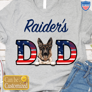 GeckoCustom Personalized Custom T Shirt, Dog Lover Gift, 4th Of July Gift, American Dog Mom Dog Dad Unisex T-Shirt / Light Blue / S