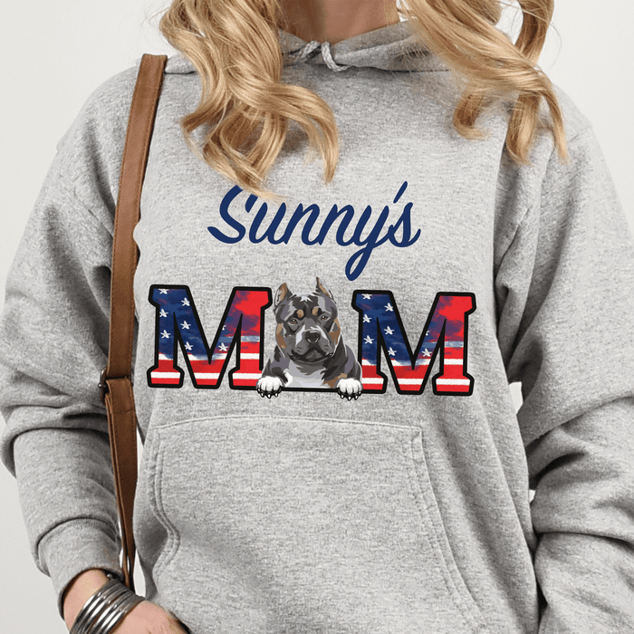 GeckoCustom Personalized Custom T Shirt, Dog Lover Gift, 4th Of July Gift, American Dog Mom Dog Dad Pullover Hoodie / Sport Grey Colour / S
