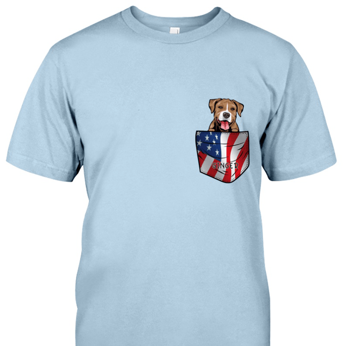 GeckoCustom Personalized Custom T Shirt, Dog Lover Gift, 4th Of July Gift, American Pocket Dog