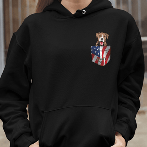 GeckoCustom Personalized Custom T Shirt, Dog Lover Gift, 4th Of July Gift, American Pocket Dog Pullover Hoodie / Black Colour / S