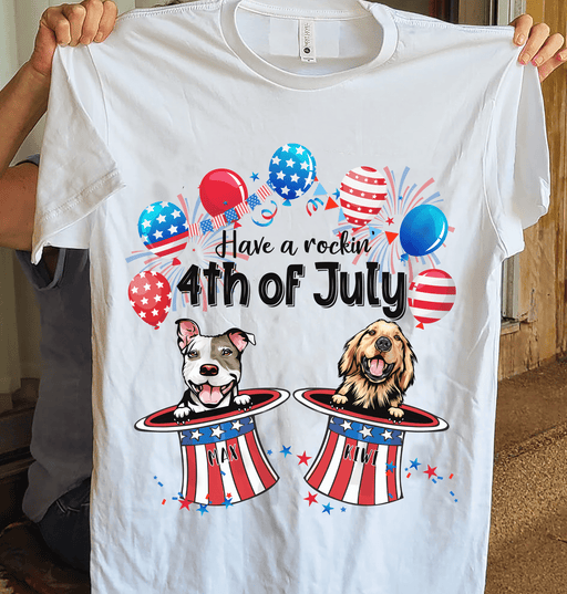 GeckoCustom Personalized Custom T Shirt, Dog Lover Gift, 4th Of July Gift, Have a Rockin 4th Unisex T-Shirt / Light Blue / S
