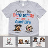 GeckoCustom Personalized Custom T Shirt, Dog Lover Gift, 4th Of July Gift, Rockin The Dog Mom & Aunt Life