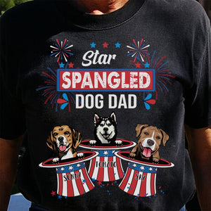 GeckoCustom Personalized Custom T Shirt, Dog Lover Gift, 4th Of July Gift, Star Spangled Dog Dad
