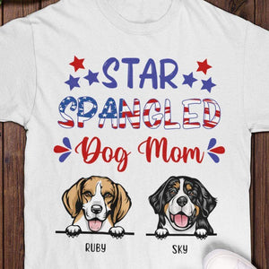 GeckoCustom Personalized Custom T Shirt, Dog Lover Gift, 4th Of July Gift, Star Spangled Dog Mom Unisex T-Shirt / Light Blue / S