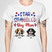 GeckoCustom Personalized Custom T Shirt, Dog Lover Gift, 4th Of July Gift, Star Spangled Dog Mom Ladies T-Shirt / Light Blue Color / S