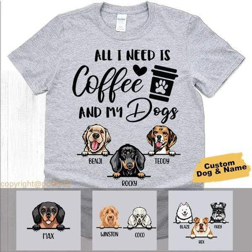GeckoCustom Personalized Custom T Shirt, Dog Lover Gift, All I Need Is Coffee And My Dog