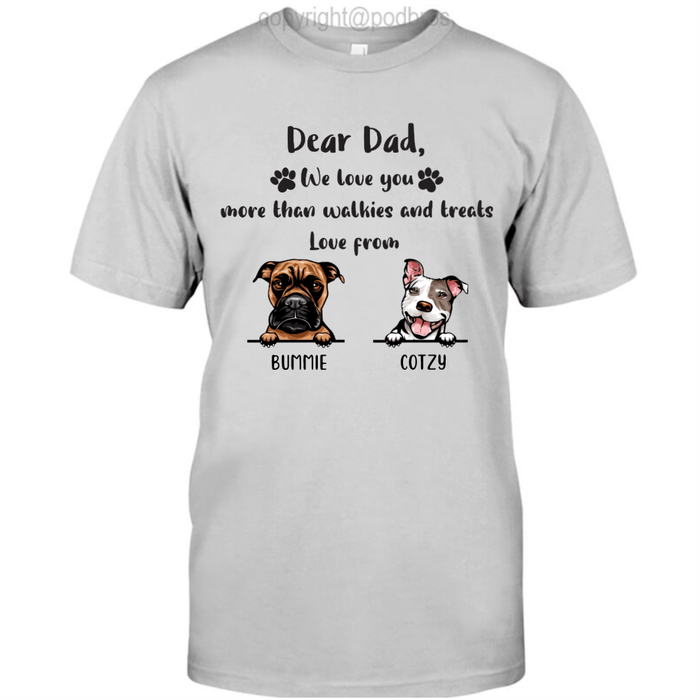 GeckoCustom Personalized Custom T Shirt, Dog Lover Gift, Fathers Day Gift, Love You More Than Walkies And Treats