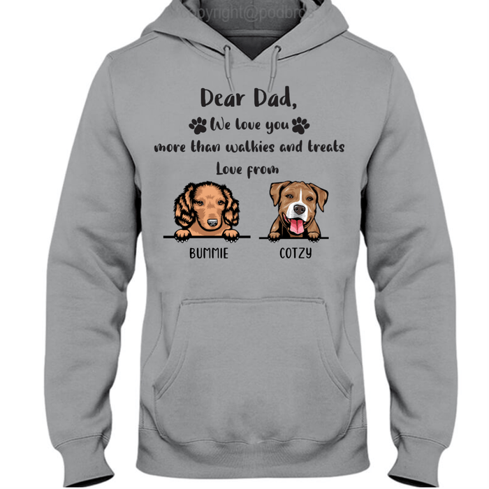 GeckoCustom Personalized Custom T Shirt, Dog Lover Gift, Fathers Day Gift, Love You More Than Walkies And Treats Pullover Hoodie / Sport Grey Colour / S
