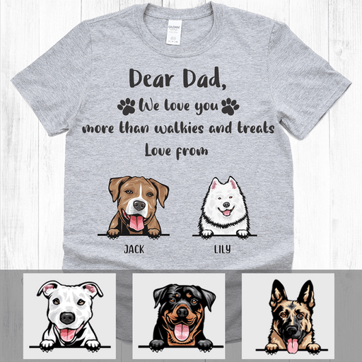 GeckoCustom Personalized Custom T Shirt, Dog Lover Gift, Fathers Day Gift, Love You More Than Walkies And Treats Unisex T-Shirt / Sport Grey / S
