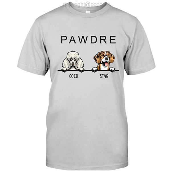 GeckoCustom Personalized Custom T Shirt, Dog Lover Gift, Fathers Day Gift, Pawdre Unisex T-Shirt / Light Blue / S