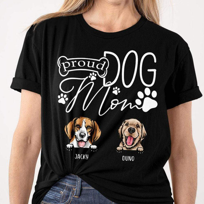 GeckoCustom Personalized Custom T Shirt, Dog Lover Gift, Mothers Day Gift, Proud Dog Mom Unisex T-Shirt / Black / S