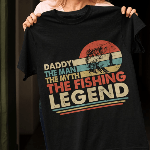 GeckoCustom Personalized Custom T Shirt, Gift For Dad, Dad The Man The Myth The Fishing Legend Unisex T-Shirt / Black / S