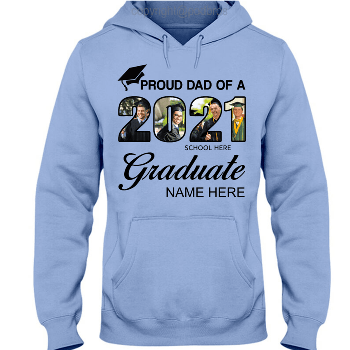 GeckoCustom Personalized Custom T Shirt, Gift For Dad, Graduation Gift, Proud Dad Of A 2021 Graduate Pullover Hoodie / Sport Grey Colour / S
