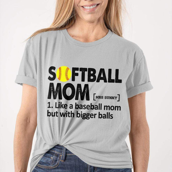 GeckoCustom Personalized Custom T Shirt, Softball Gift, Softball Mom And Dad Women T Shirt / Sport Grey Color / S