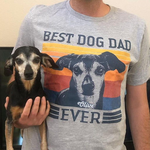 GeckoCustom Personalized Custom T Shirt, Vintage Retro Photo Custom, Best Dog Dad Ever, Gift For Dog Lover