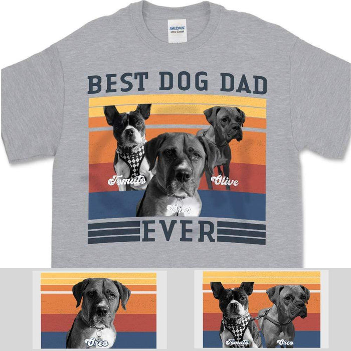 GeckoCustom Personalized Custom T Shirt, Vintage Retro Photo Custom, Best Dog Dad Ever, Gift For Dog Lover