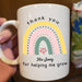GeckoCustom Personalized Custom Teacher Coffee Mug, Thank For Helping Me Grow Mug, Teacher Gift