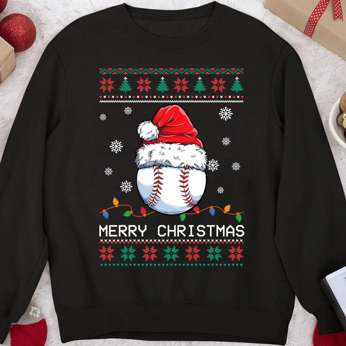 GeckoCustom Personalized Custom Ugly Christmas Baseball Sweatshirt C565 Sweatshirt (Favorite) / S Black / S