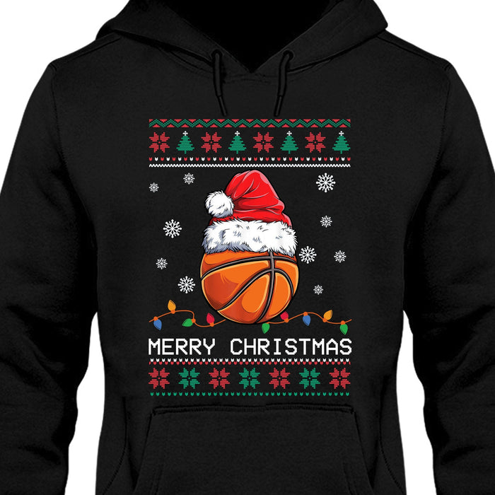 GeckoCustom Personalized Custom Ugly Christmas Basketball Sweatshirt C565 Pullover Hoodie / Black Colour / S