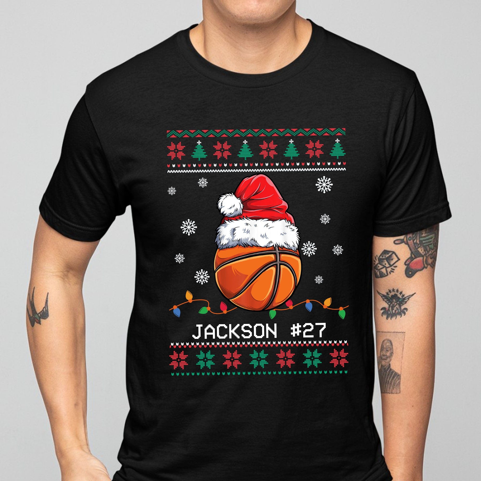 GeckoCustom Personalized Custom Ugly Christmas Basketball Sweatshirt C565 Sweatshirt (Favorite) / S Black / S
