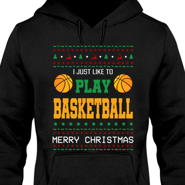 GeckoCustom Personalized Custom Ugly Christmas Basketball Sweatshirt H541v2 Pullover Hoodie / Black Colour / S