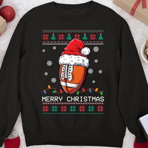 GeckoCustom Personalized Custom Ugly Christmas Football Sweatshirt C565 Sweatshirt (Favorite) / S Black / S