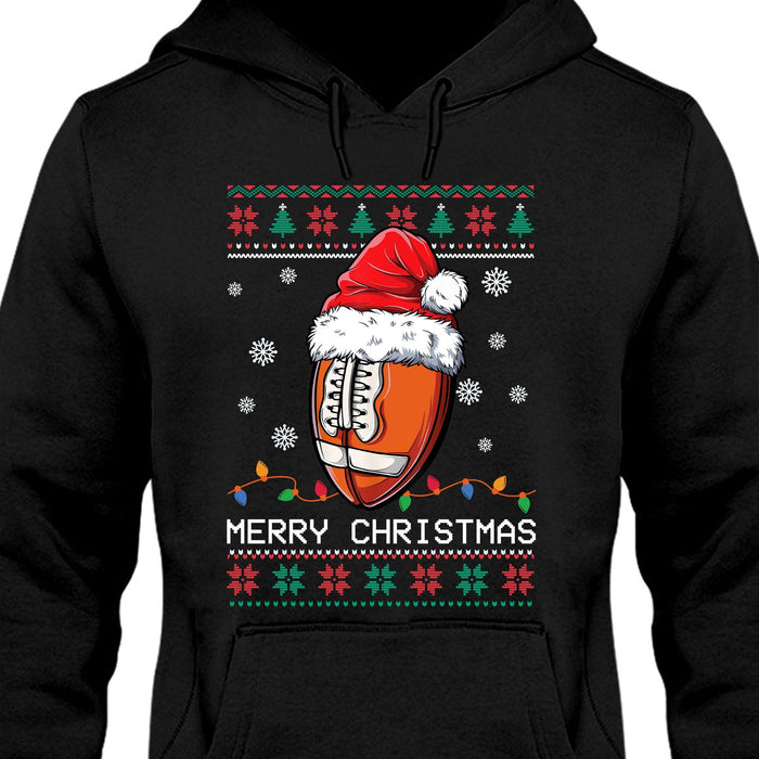 GeckoCustom Personalized Custom Ugly Christmas Football Sweatshirt C565 Pullover Hoodie / Black Colour / S