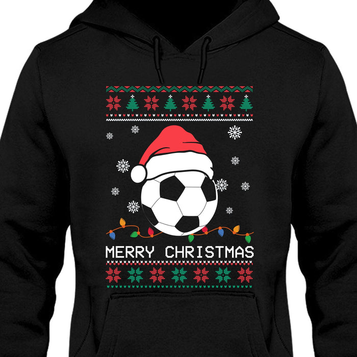 GeckoCustom Personalized Custom Ugly Christmas Soccer Sweatshirt C565 Pullover Hoodie / Black Colour / S