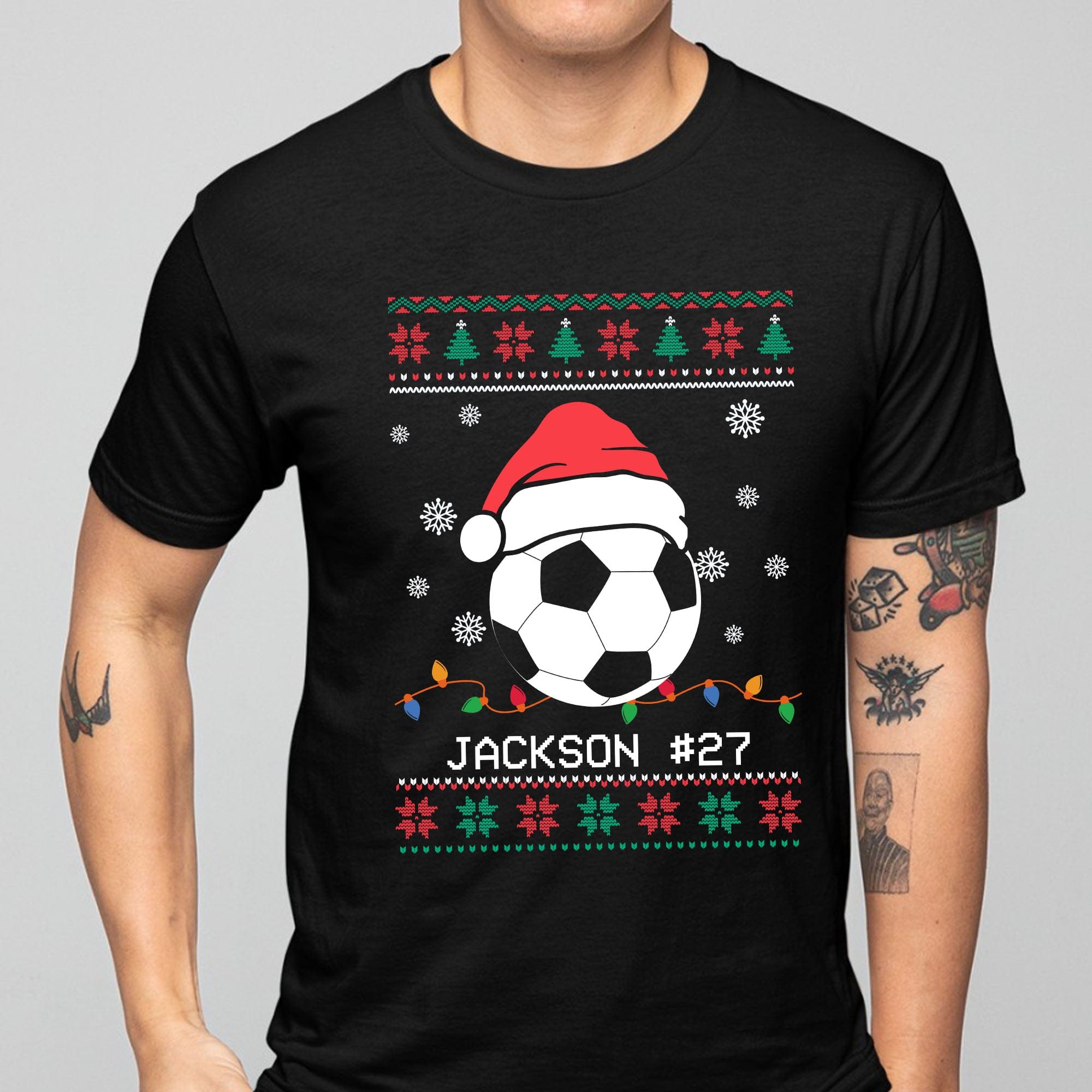 GeckoCustom Personalized Custom Ugly Christmas Soccer Sweatshirt C565 Sweatshirt (Favorite) / S Black / S