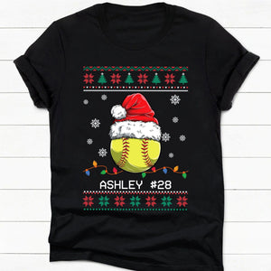 GeckoCustom Personalized Custom Ugly Christmas Softball Sweatshirt C565 Premium Tee / P Black / S