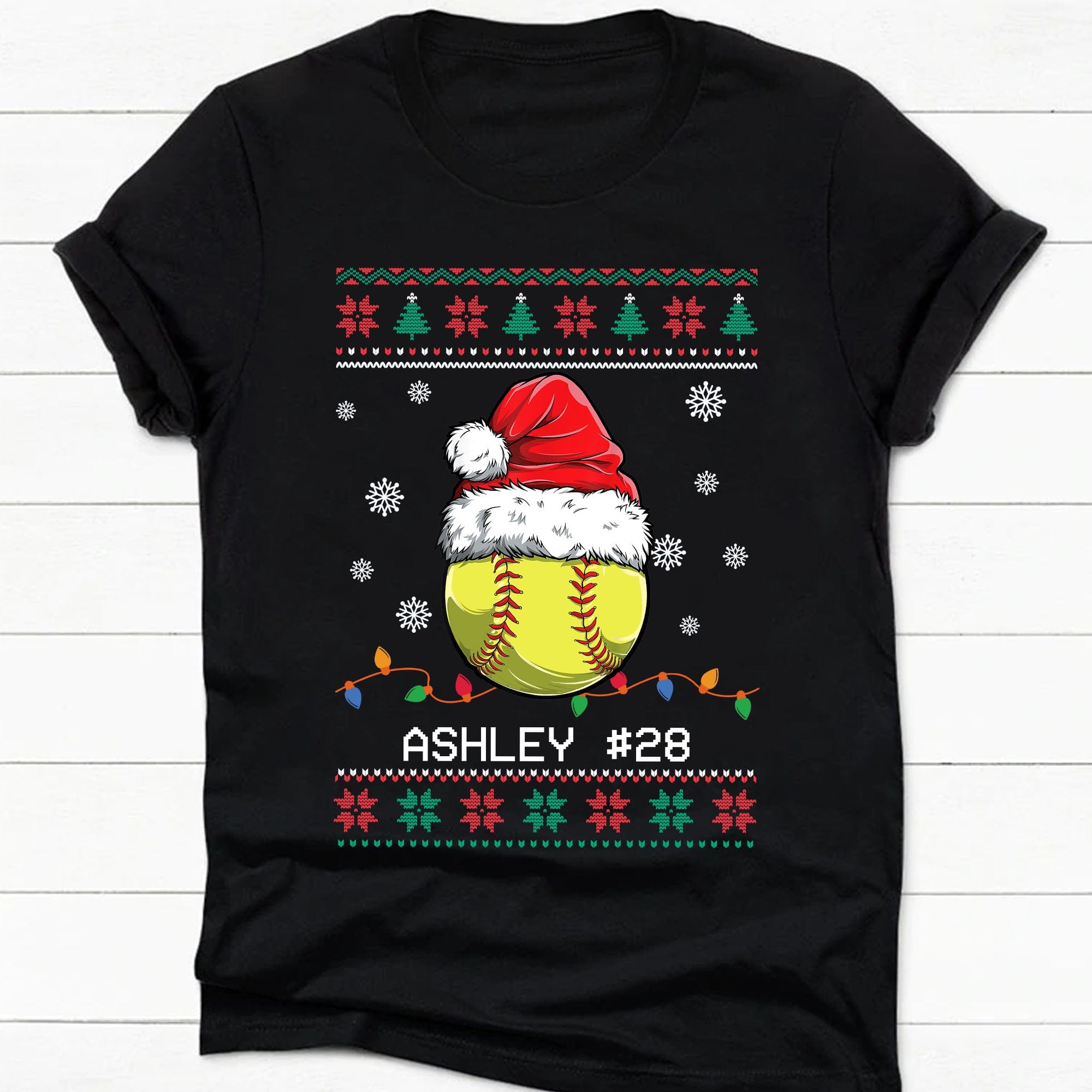 GeckoCustom Personalized Custom Ugly Christmas Softball Sweatshirt C565 Sweatshirt (Favorite) / S Black / S