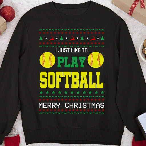 GeckoCustom Personalized Custom Ugly Christmas Softball Sweatshirt H541v2