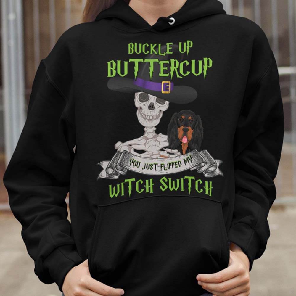 GeckoCustom Personalized Dog Halloween Shirt, Buckle up Buttercup Witch Switch Shirt Unisex T Shirt / Orange / S