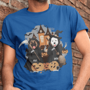 GeckoCustom Personalized Dog Halloween Shirt, Grim Reaper Dog Halloween Style, Gift For Dog Lover Unisex T-Shirt / Sport Grey / S
