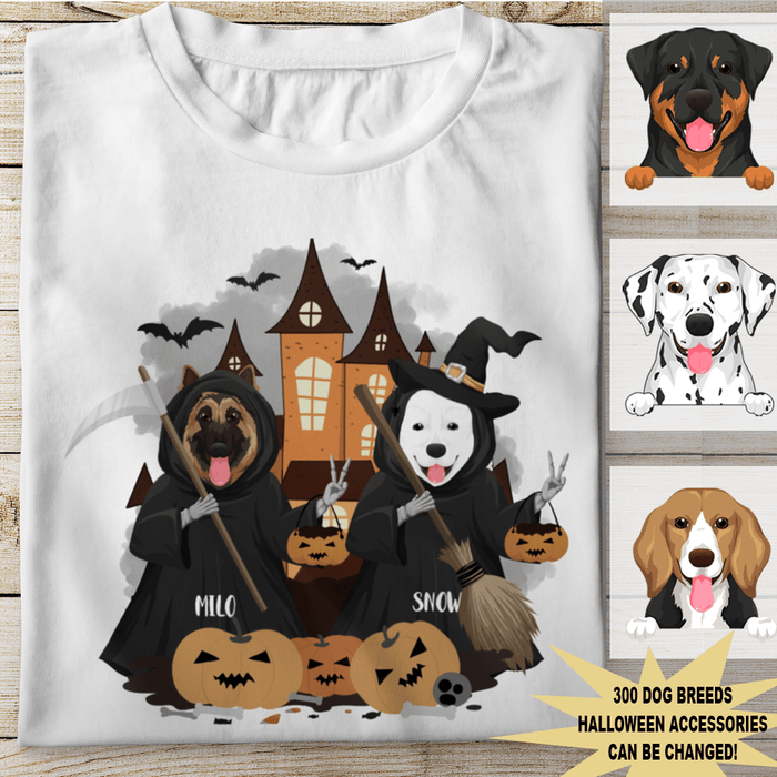 GeckoCustom Personalized Dog Halloween Shirt, Grim Reaper Dog Halloween Style, Gift For Dog Lover