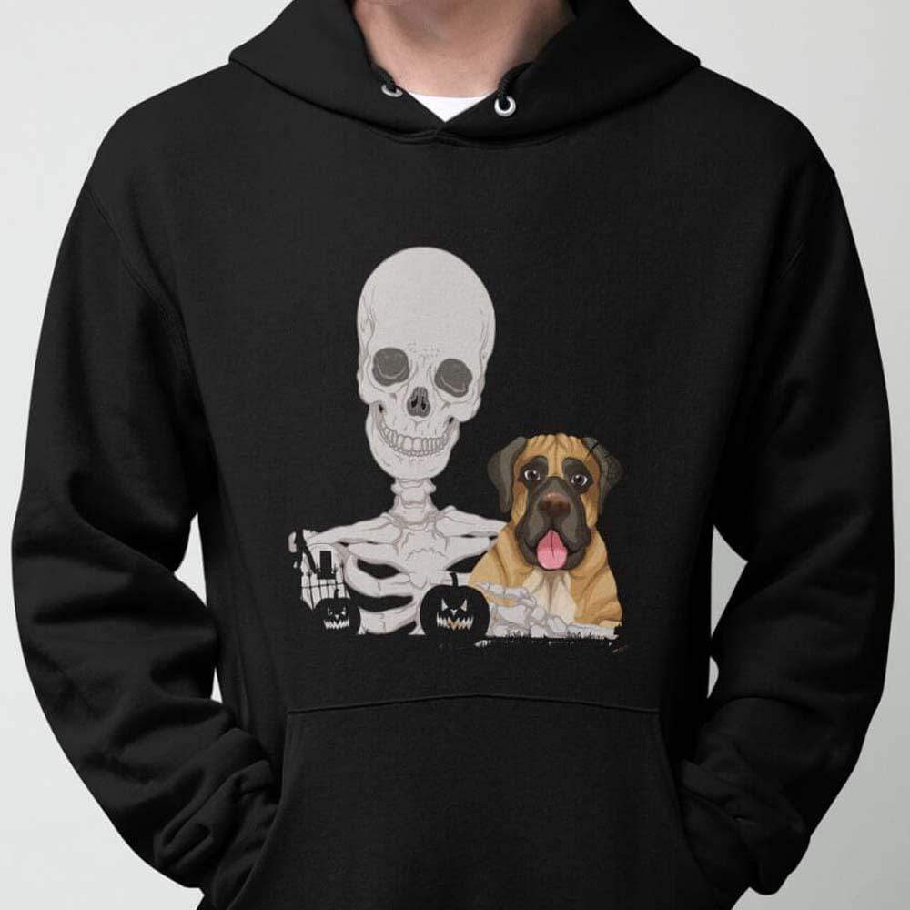 GeckoCustom Personalized Dog Halloween T Shirt, Custom Skull Skeleton Dog Lover Shirt Unisex T Shirt / Orange / S