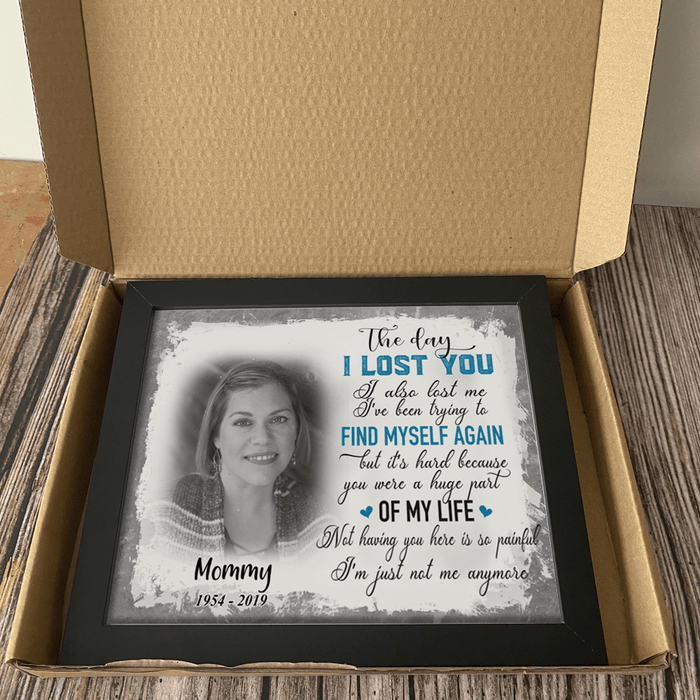 GeckoCustom Personalized Family Memorial Picture Frame, The Day I Lost You I Also Lost Me, Memorial Gift Ideas 10"x8"