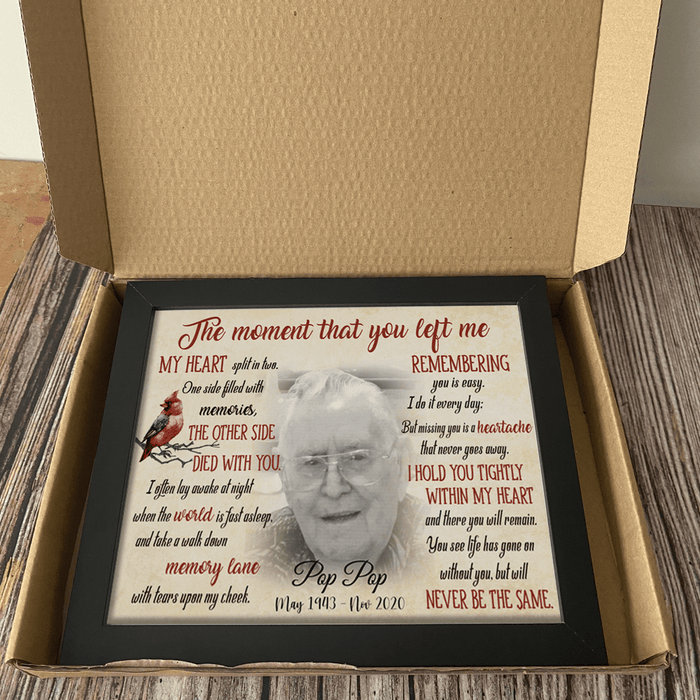 GeckoCustom Personalized Family Memorial Picture Frame The Moment That You Left Me, Memorial Gift Ideas 10"x8"