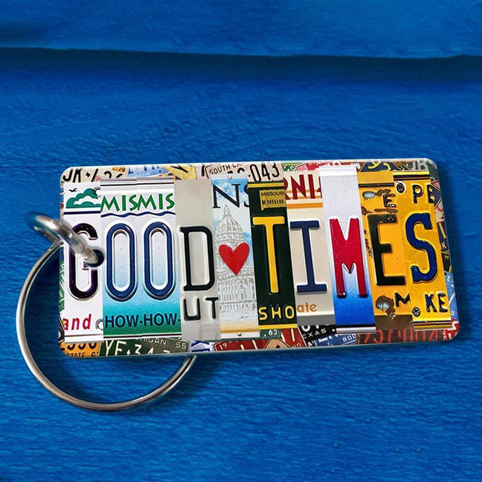 GeckoCustom Personalized License Plate Hippie Metal Keychain, Camping Gift HN590 60mmW x 40mmH