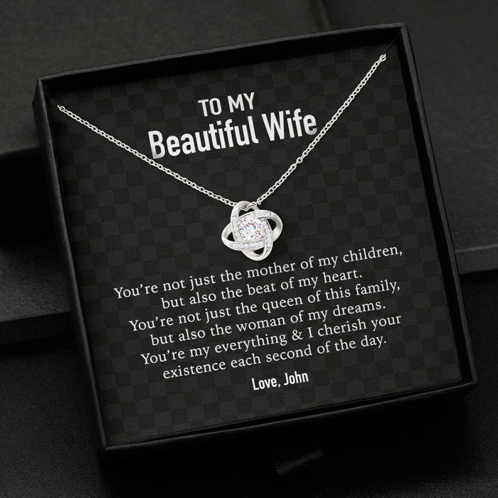 GeckoCustom Personalized Message Card Necklace Gift for Wife/Girlfriend Love Knot
