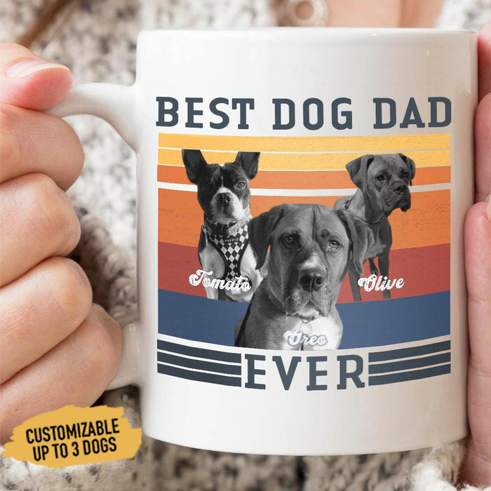 GeckoCustom Personalized Photo Custom Coffee Mug, Best Dog Dad Ever, Gift For Dog Lover 11oz